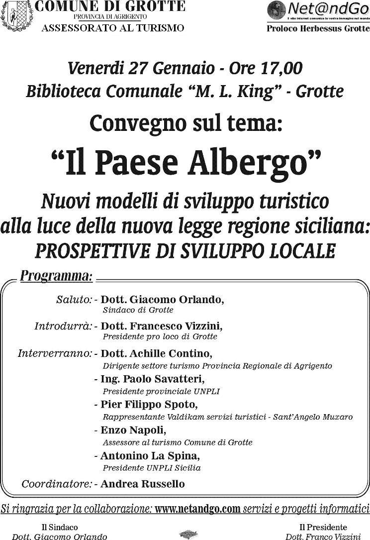 Convegno sul tema "Il Paese Albergo"