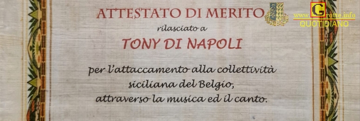 Tony Di Napoli premiato in Belgio per l'amore verso la Sicilia