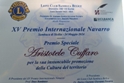 XV Premio Internazionale Navarro: "Premio Speciale" ad Aristotele Cuffaro