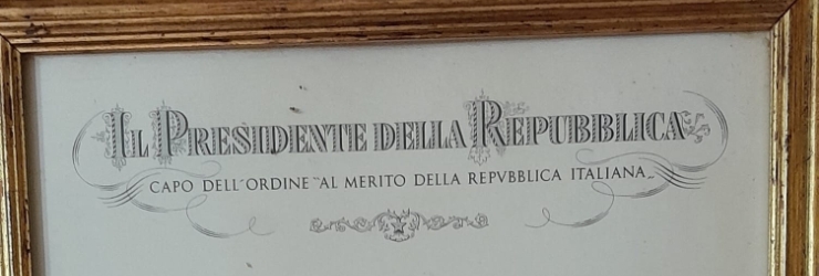 Nominato cavaliere nel 1976 dal Presidente della Repubblica