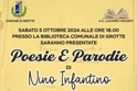 "Poesie & Parodie" di Nino Infantino"; sabato 5 ottobre alla Biblioteca di Grotte