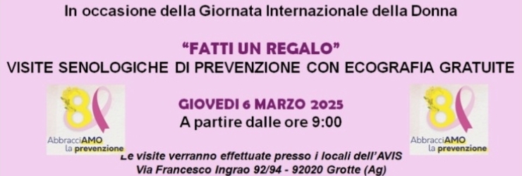 "Fatti un regalo": visite senologiche gratuite il 6 marzo; prenotazione obbligatoria